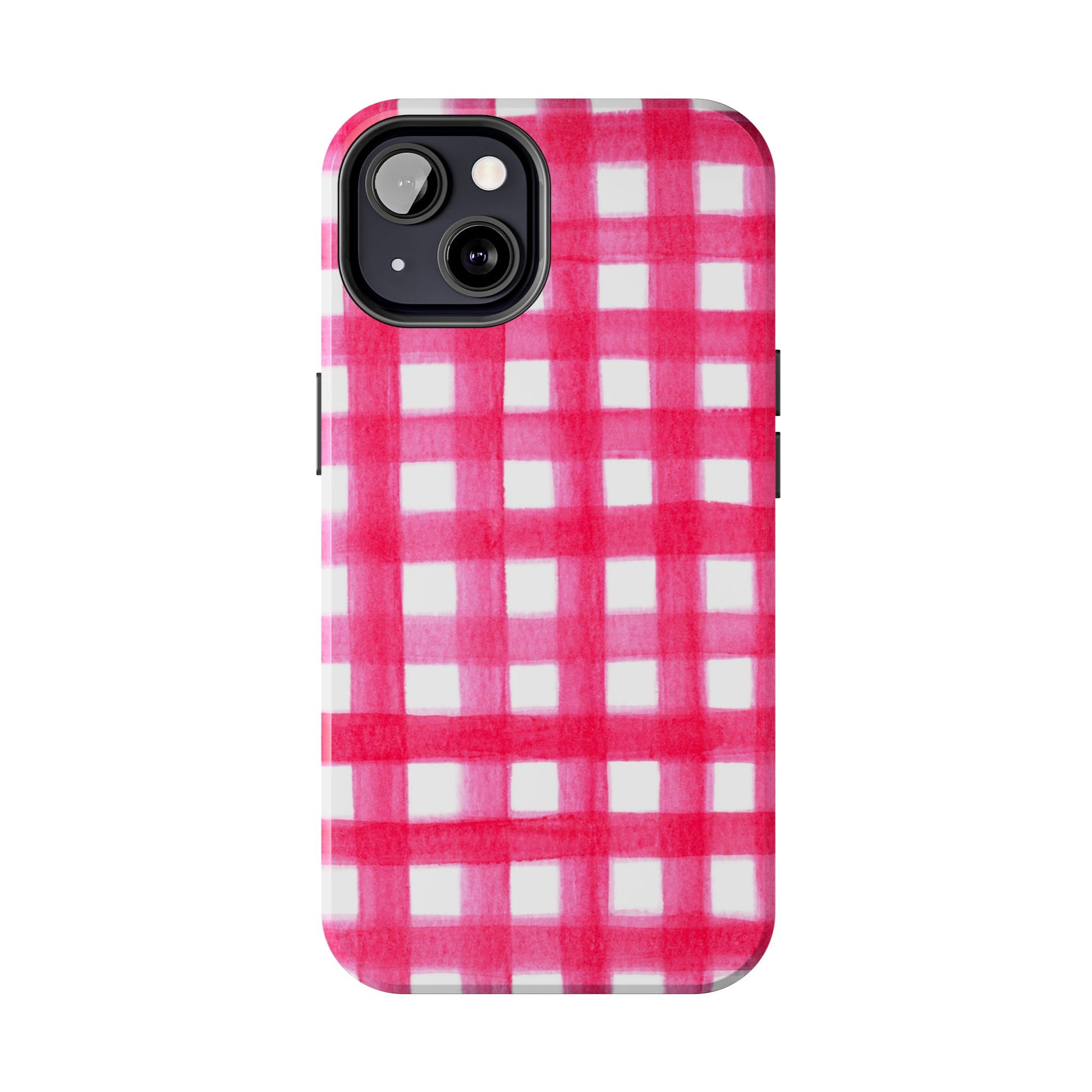 Hot Pink Gingham Watercolor Preppy Tough Phone Case | Various models