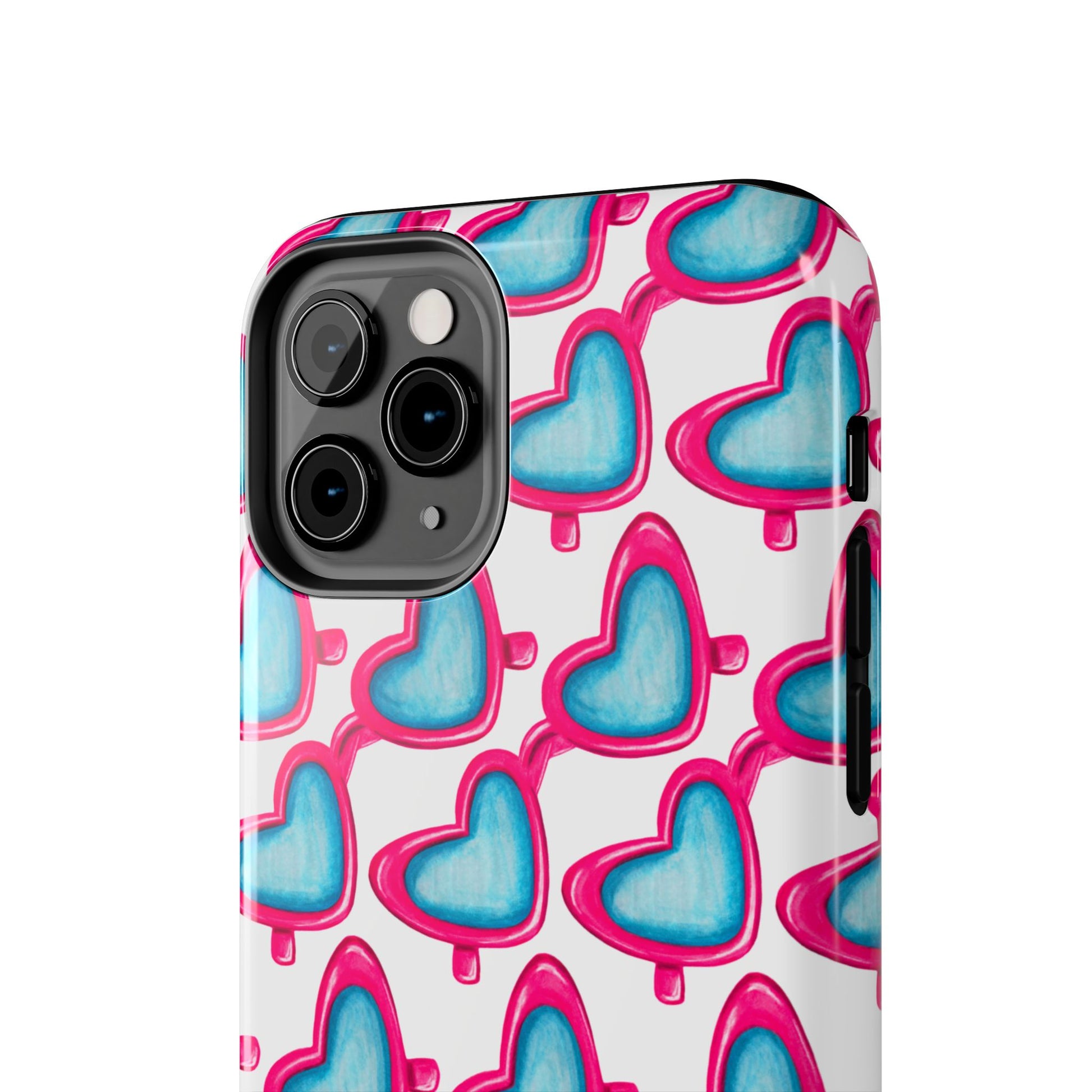 Pink Heart Shaped Sunglasses Watercolor Illustrated Tough Phone Case | Various Models