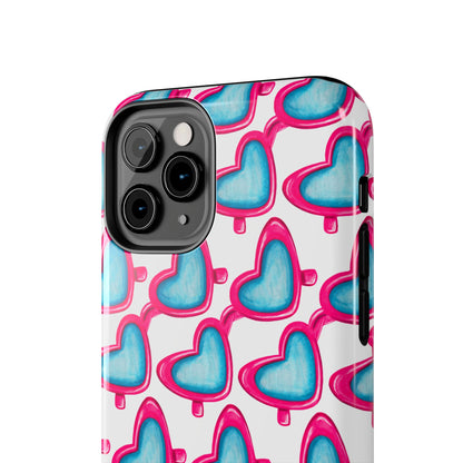 Pink Heart Shaped Sunglasses Watercolor Illustrated Tough Phone Case | Various Models