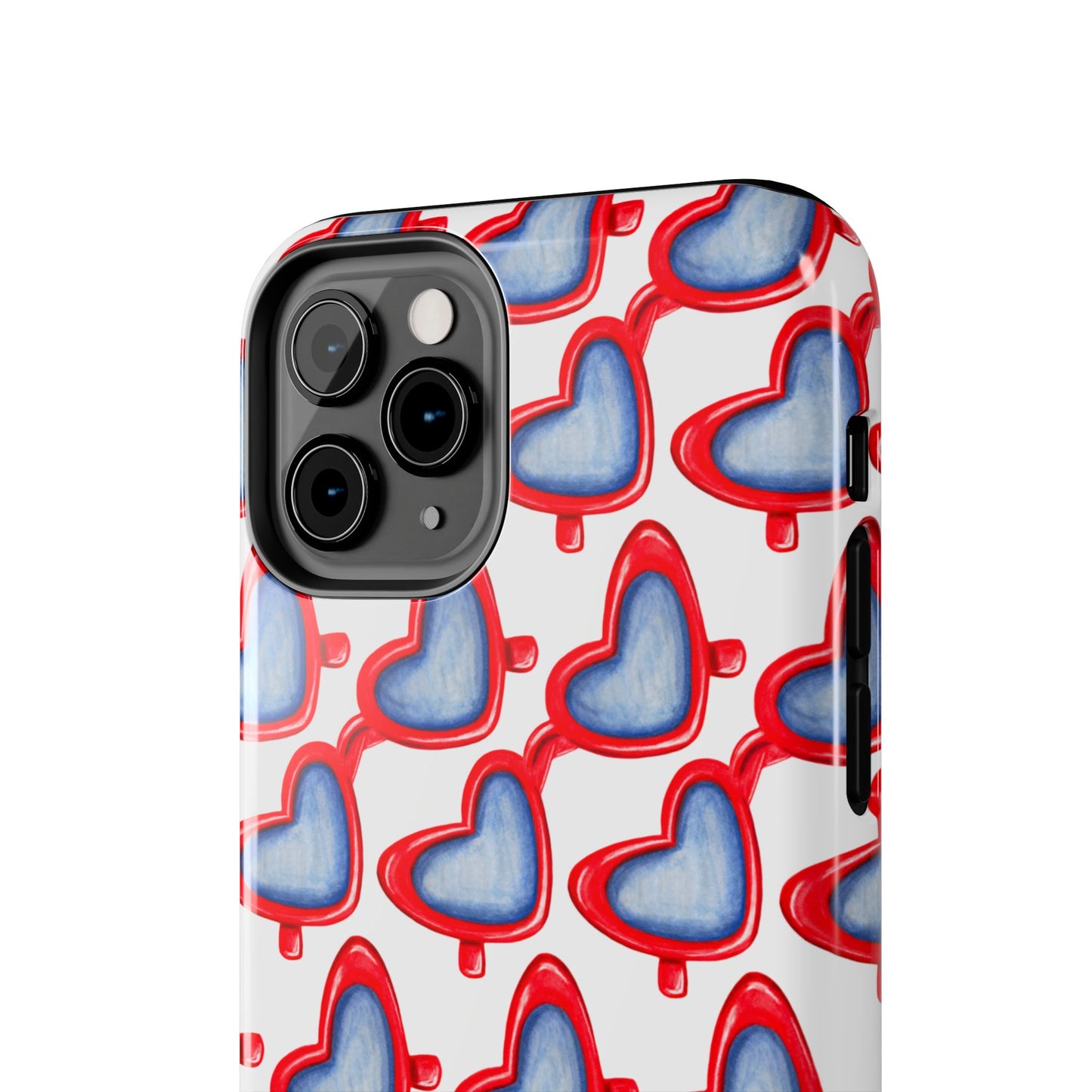 Red Heart Shaped Sunglasses Watercolor Illustrated Tough Phone Case | Various Models