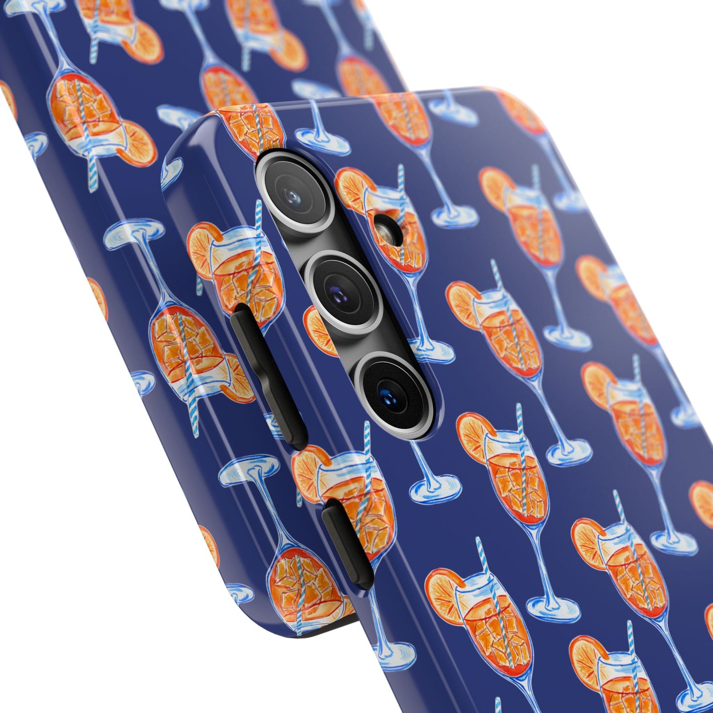 Orange & Blue Aperol Spritz Watercolor Pattern Navy Tough Case | Various Models