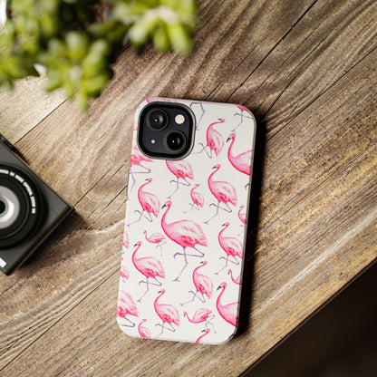 Hot Pink Flamingos Watercolor Illustrated Tossed Pattern Phone Case | Various Models