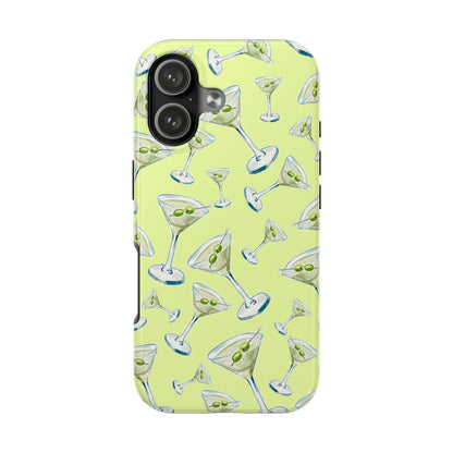 Watercolor Blue and Green Martinis Tossed Illustrated Pattern Yellow Tough Phone Case | Various Models