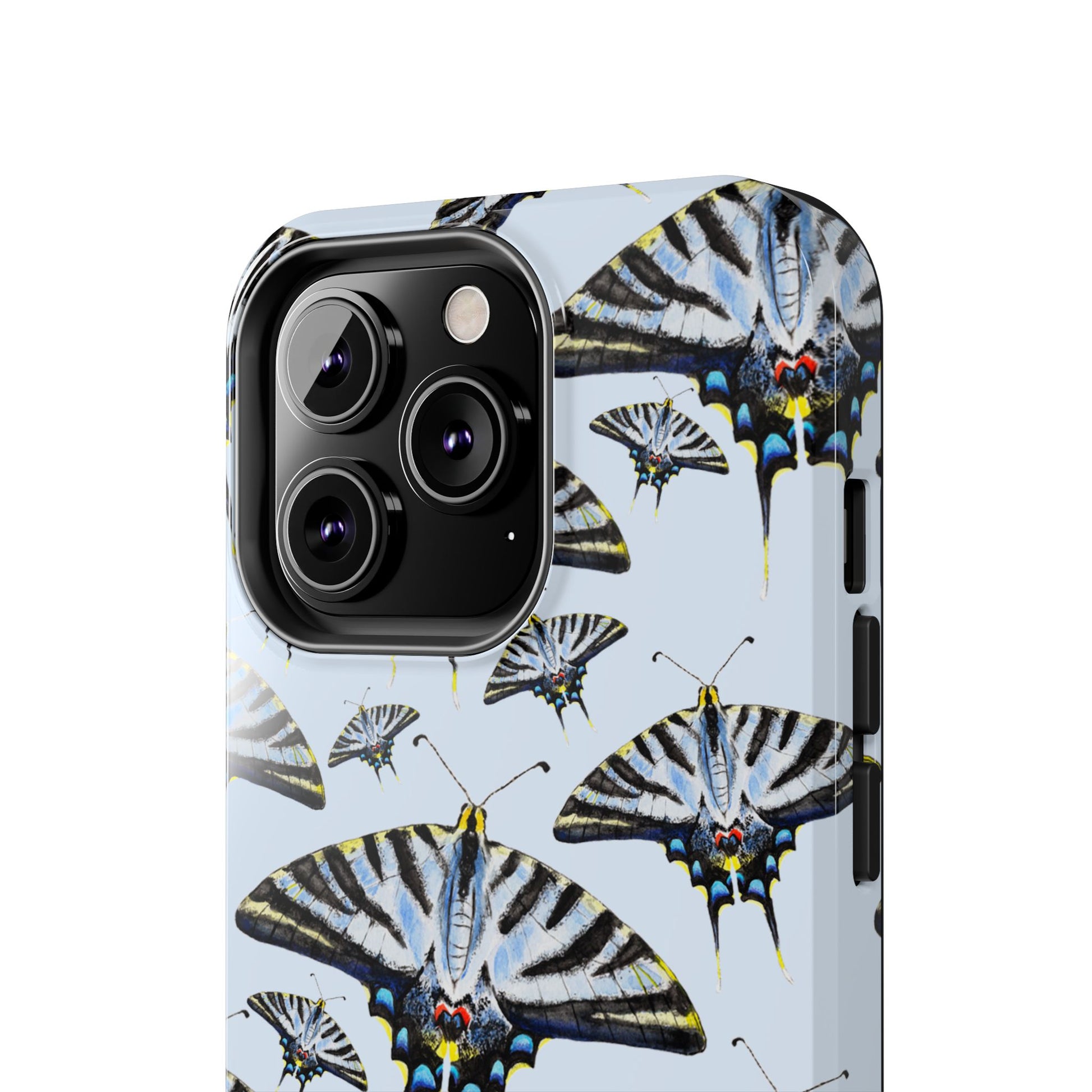 Light Blue Swallowtail Butterflies Watercolor Illustrated Pale Blue Tough Phone Case | Various Models