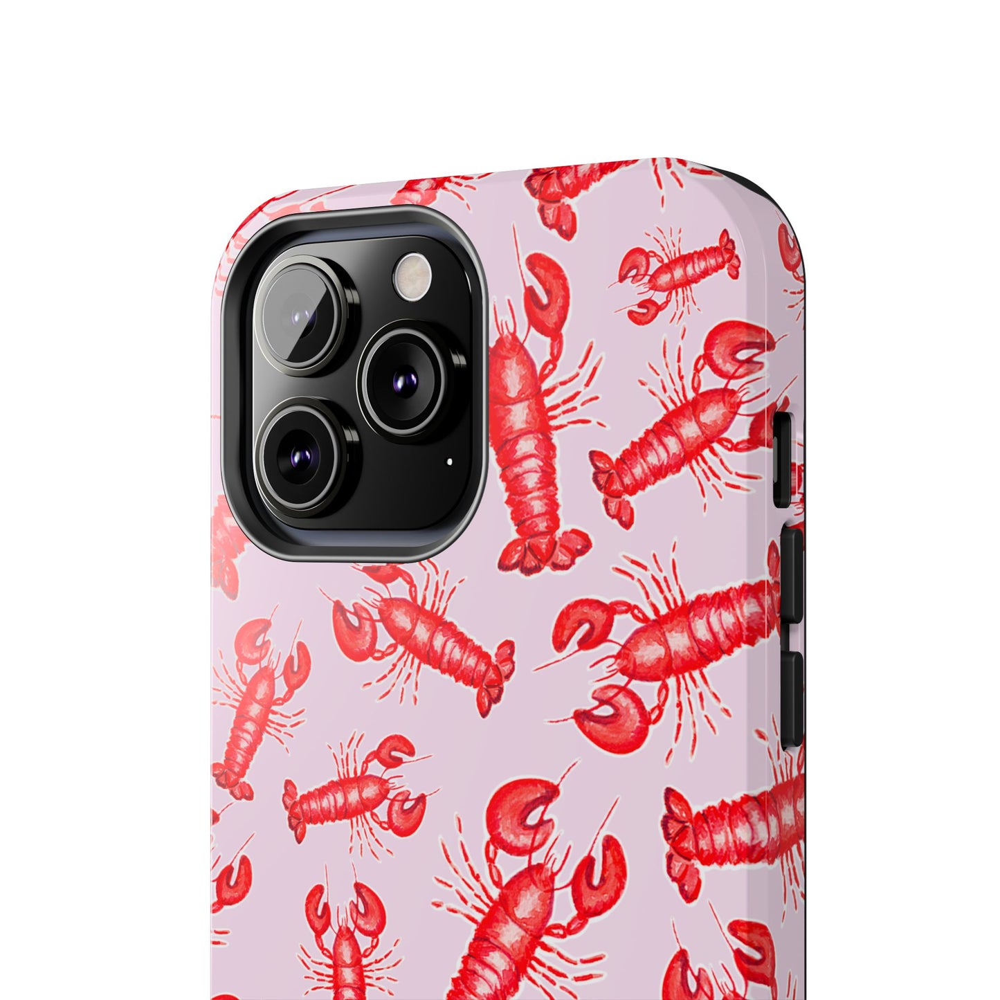 Red Lobster Watercolor Illustrated Tossed Pattern Light Pink Coastal Nautical Tough Phone Case | Various Models