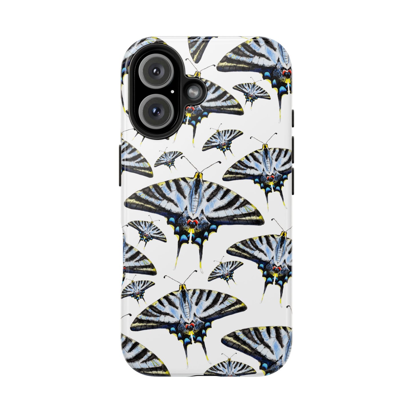 Light Blue Swallowtail Butterflies Watercolor Illustrated Pale Blue Tough Phone Case | Various Models iPhone 16