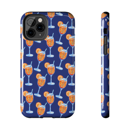 Orange & Blue Aperol Spritz Watercolor Pattern Navy Tough Case | Various Models iPhone 11 Pro