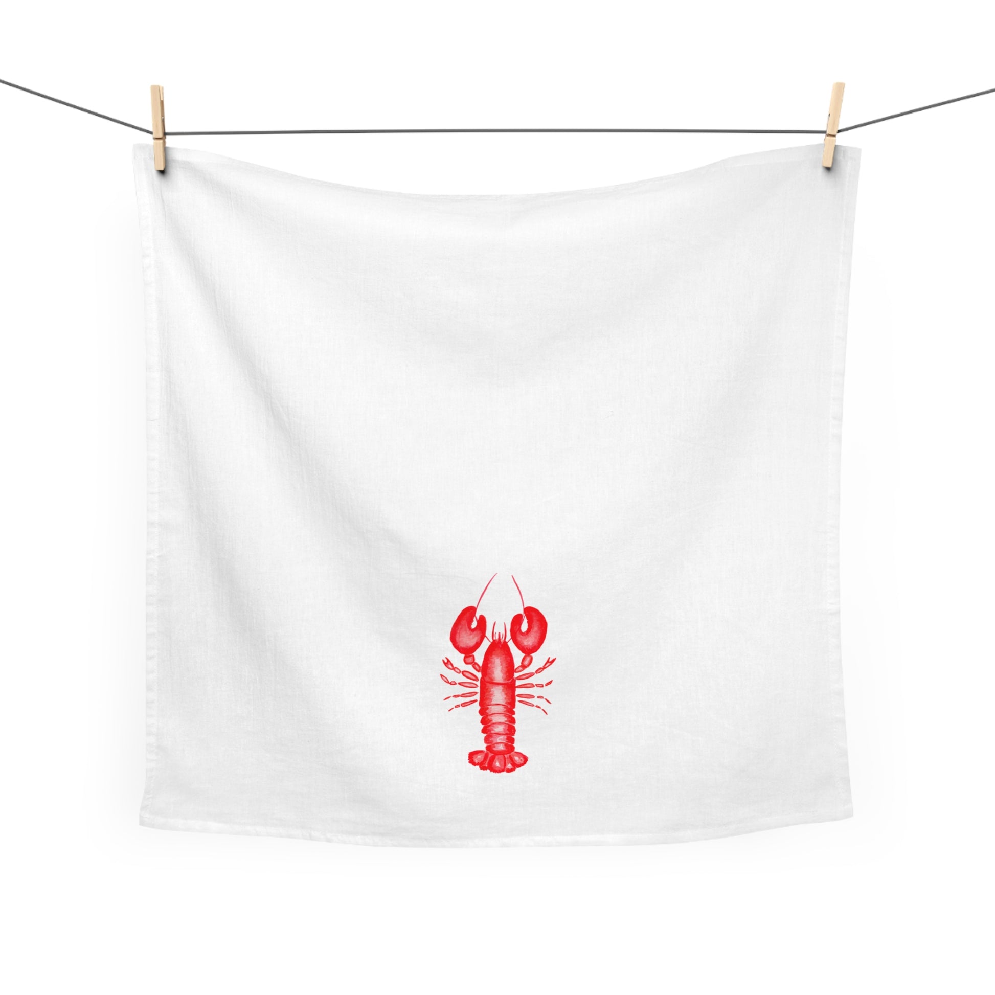 Red Lobster Watercolor Illustrated Tea Towel