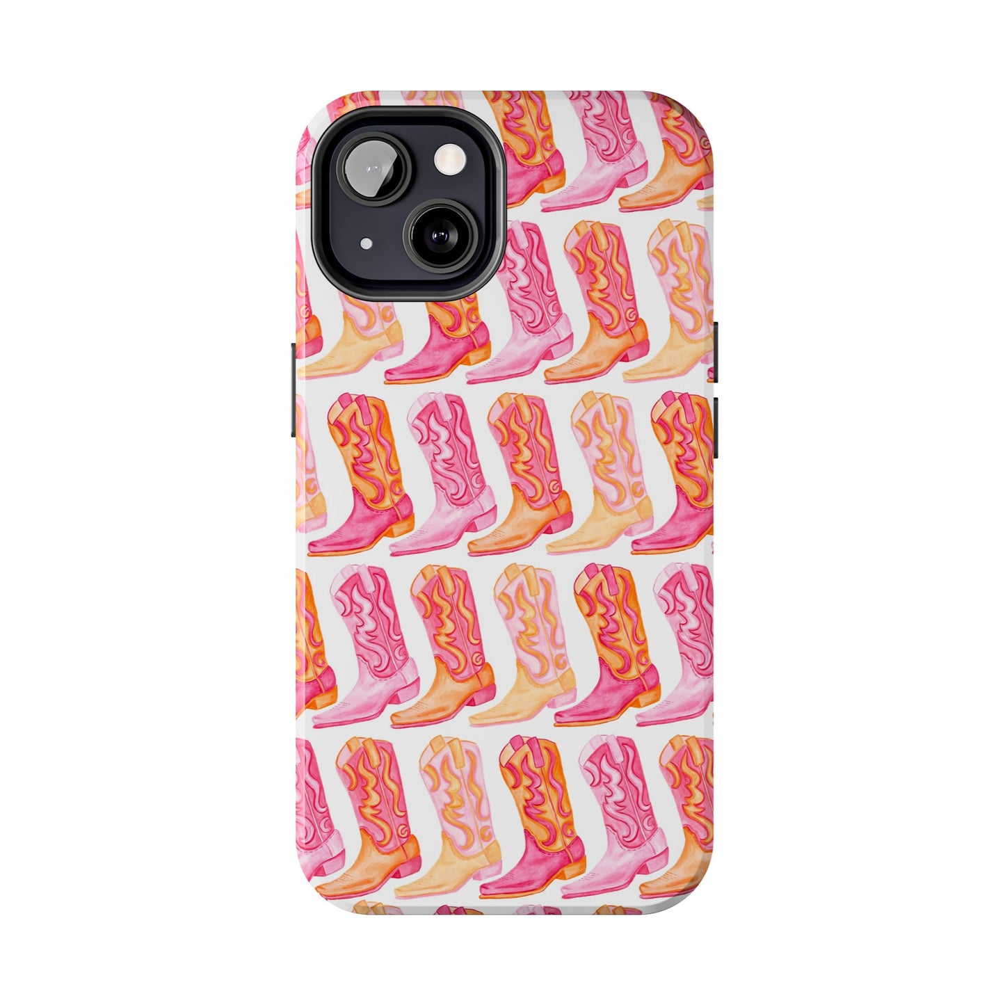 Rows of Hot Pink & Orange Cowboy Boots Tough Phone Cases | Various Models Available
