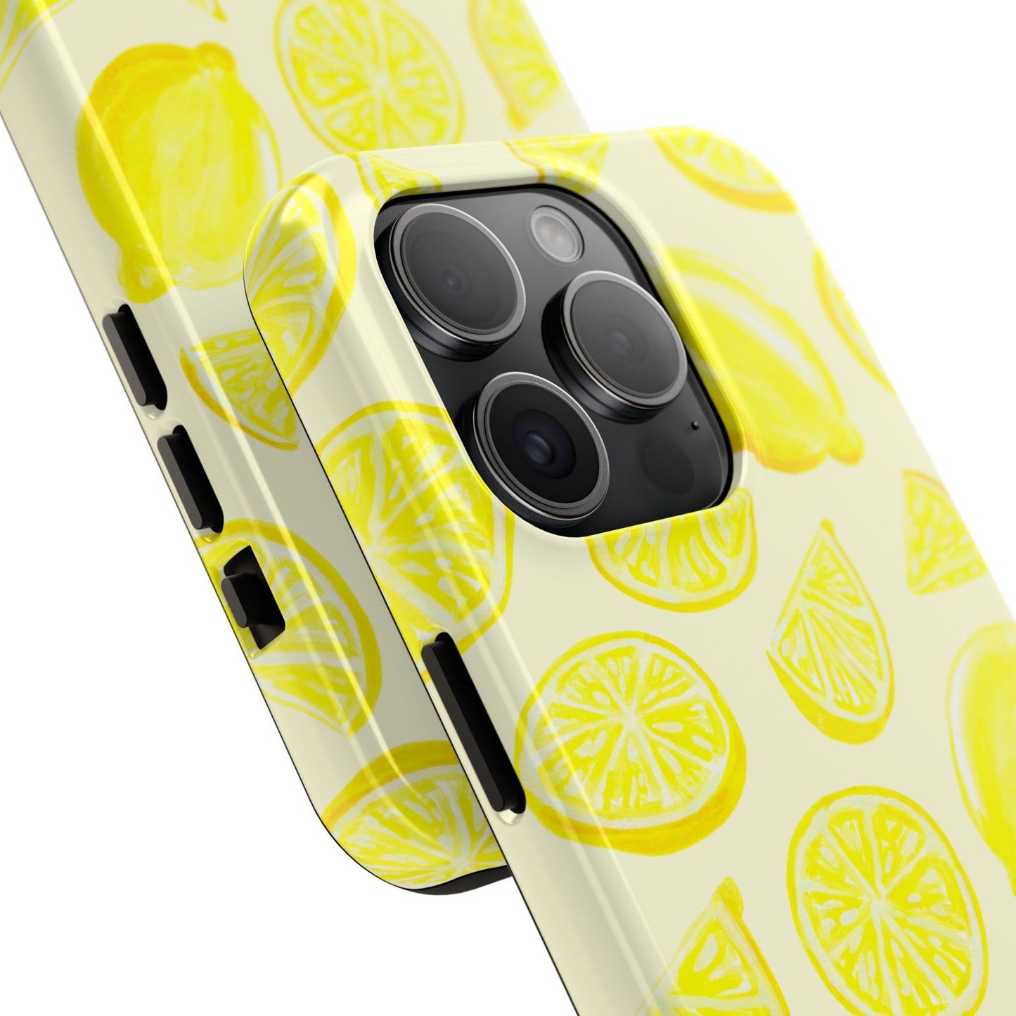 Bright Yellow Lemons Watercolor Illustrated Tossed Pattern Pale Yellow Tough Phone Case | Various Models