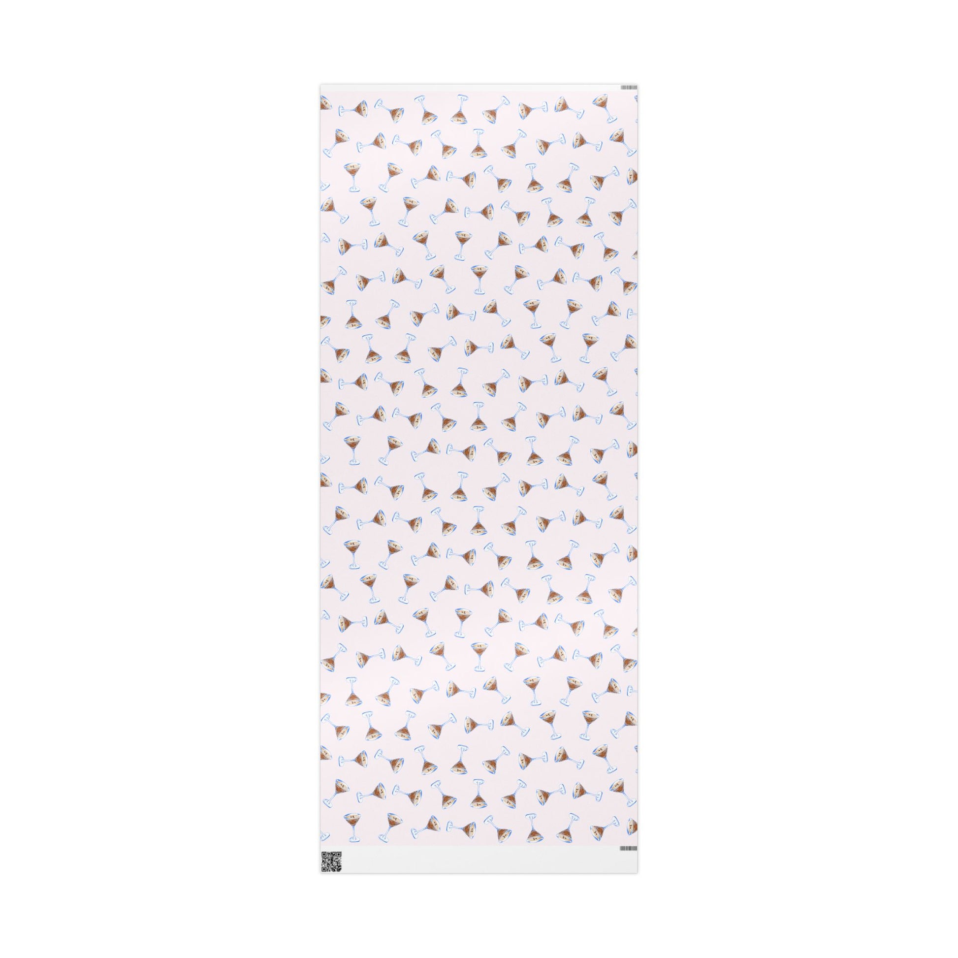Gift Wrap | Pale Pink Blush Watercolor Espresso Martini Tossed Pattern | Matte or Glossy 30" x 72" Glossy