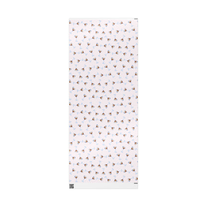 Gift Wrap | Pale Pink Blush Watercolor Espresso Martini Tossed Pattern | Matte or Glossy 30" x 72" Glossy