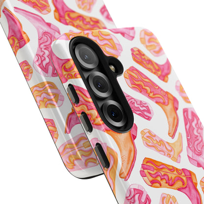 Tossed Hot Pink & Orange Cowboy Boots Tough Phone Cases | Various Models Available