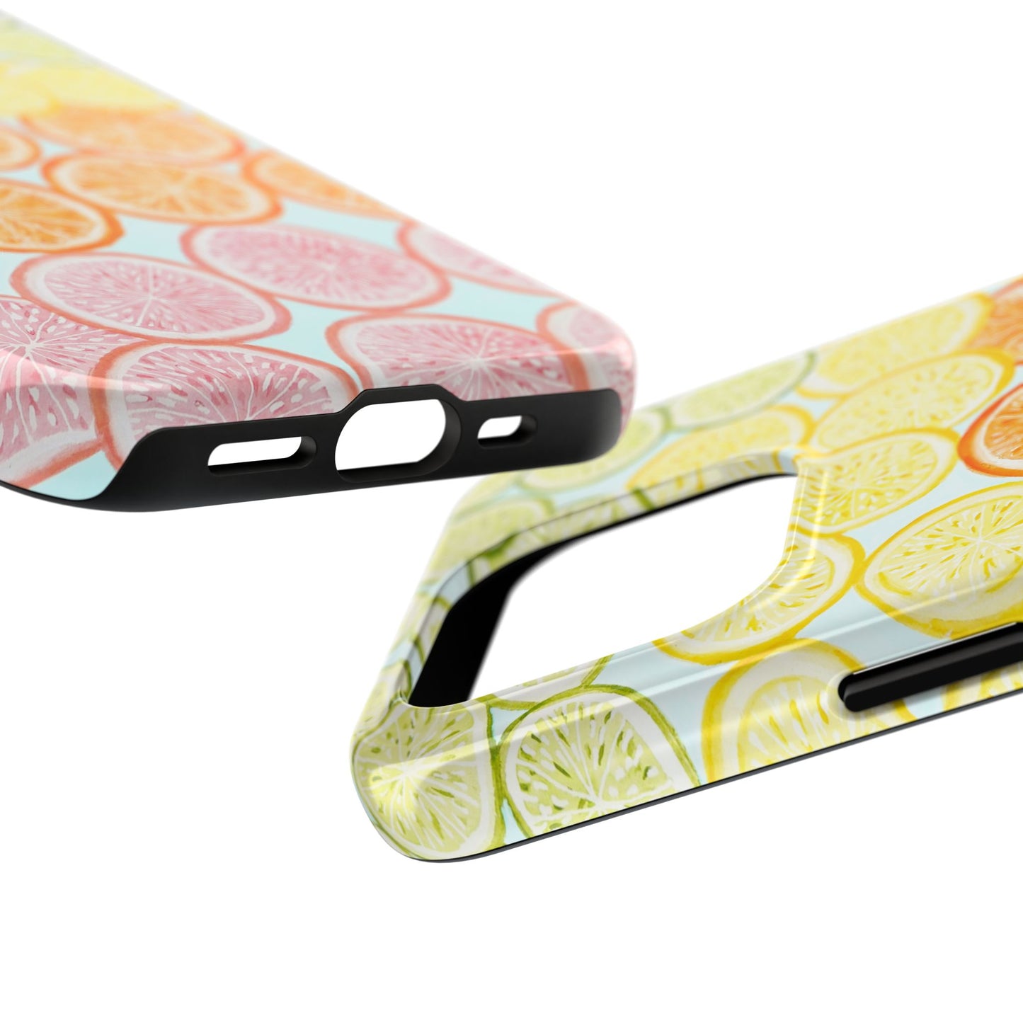 Ombré Citrus Grapefruit, Oranges, Lemons, & Limes Watercolor Illustrated Light Blue Tough Phone Case | Various Models Available