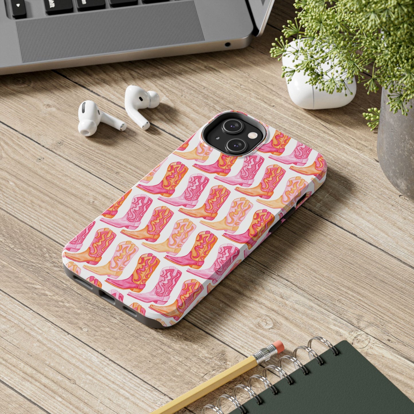Rows of Hot Pink & Orange Cowboy Boots Tough Phone Cases | Various Models Available