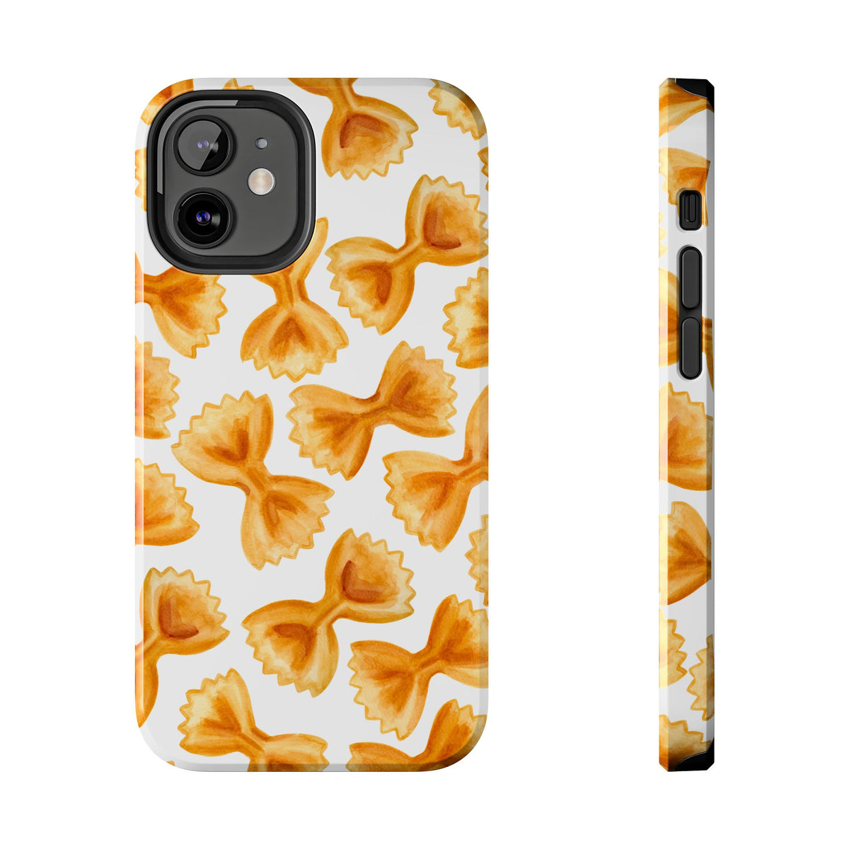 Tossed Farfalle Bow Tie Pasta Watercolor Illustrated White Tough Phone Case | Various Models iPhone 12 Mini