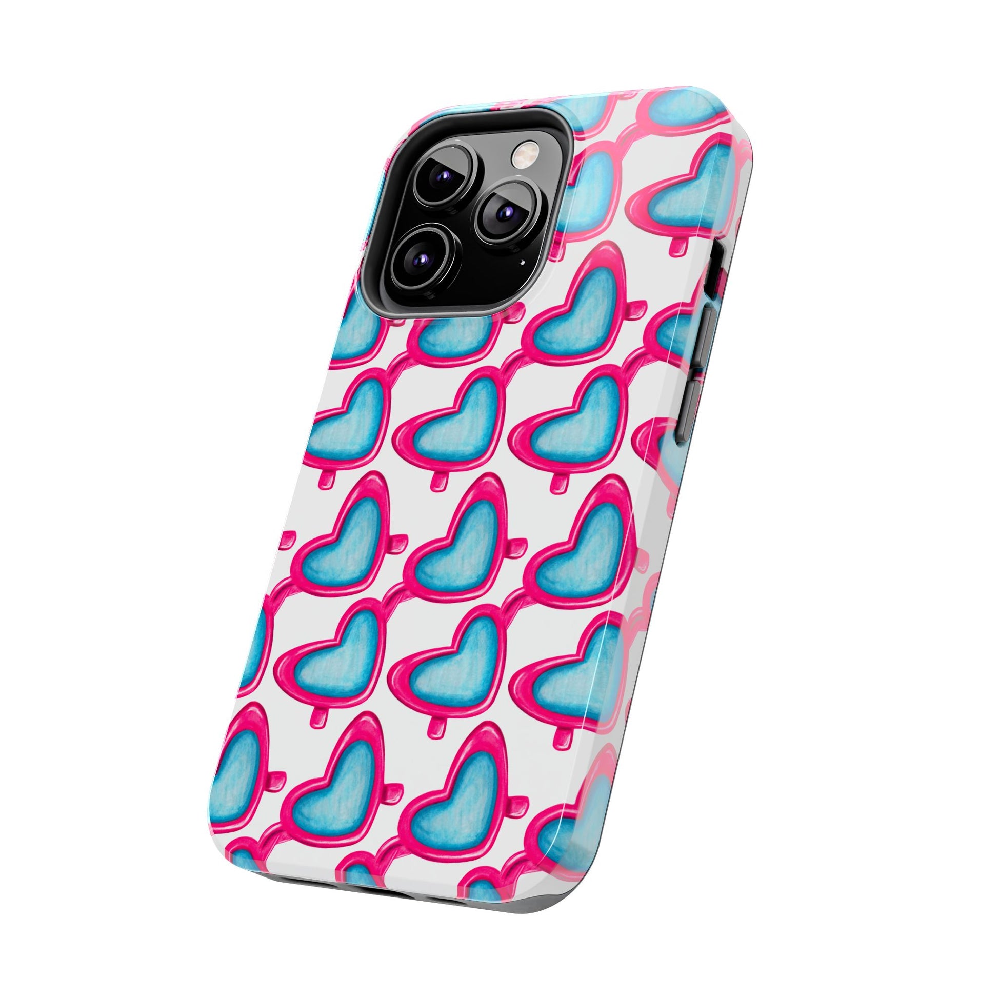 Pink Heart Shaped Sunglasses Watercolor Illustrated Tough Phone Case | Various Models