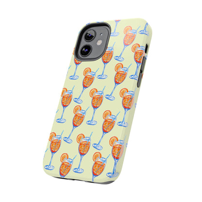 Lemon Yellow Orange & Blue Aperol Spritz Watercolor Patterned Tough Phone Case | Various Models
