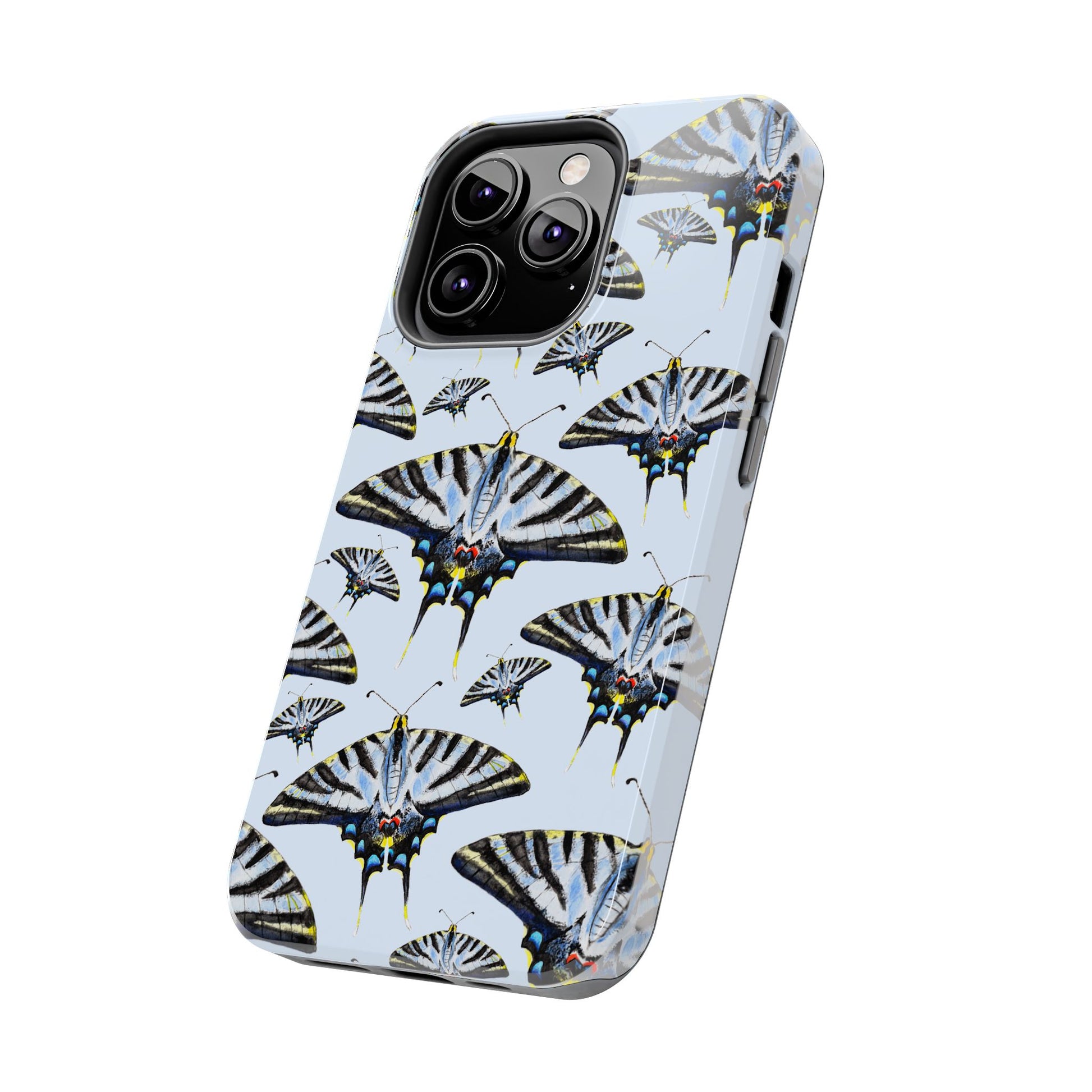 Light Blue Swallowtail Butterflies Watercolor Illustrated Pale Blue Tough Phone Case | Various Models