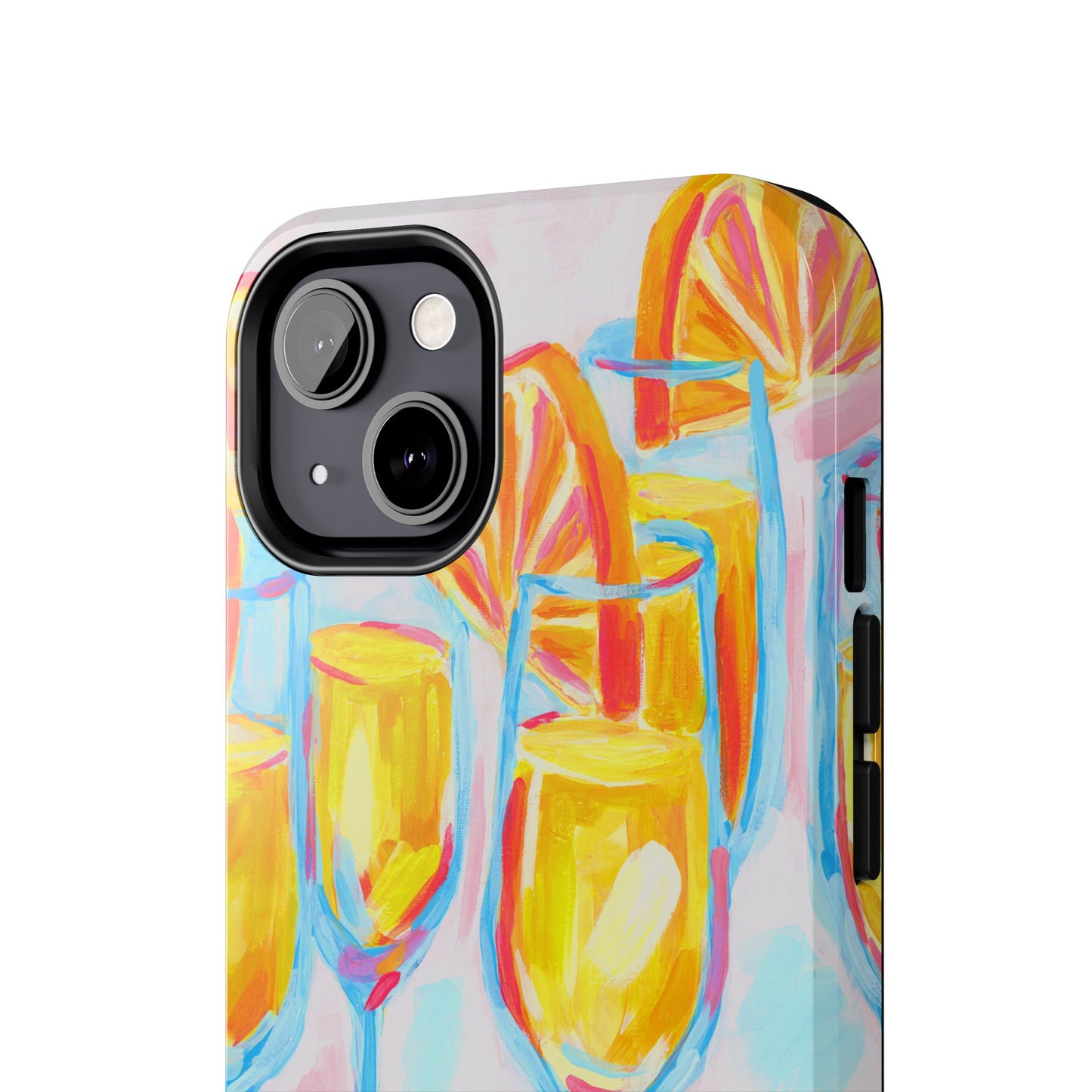 Pink Orange Mimosas Blue Champagne Flutes Abstract Acrylic Tough Phone Case | Various Models