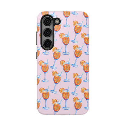 Orange & Blue Aperol Spritz Watercolor Patterned Blush Pink Tough Phone Case | Various Models Samsung Galaxy S23