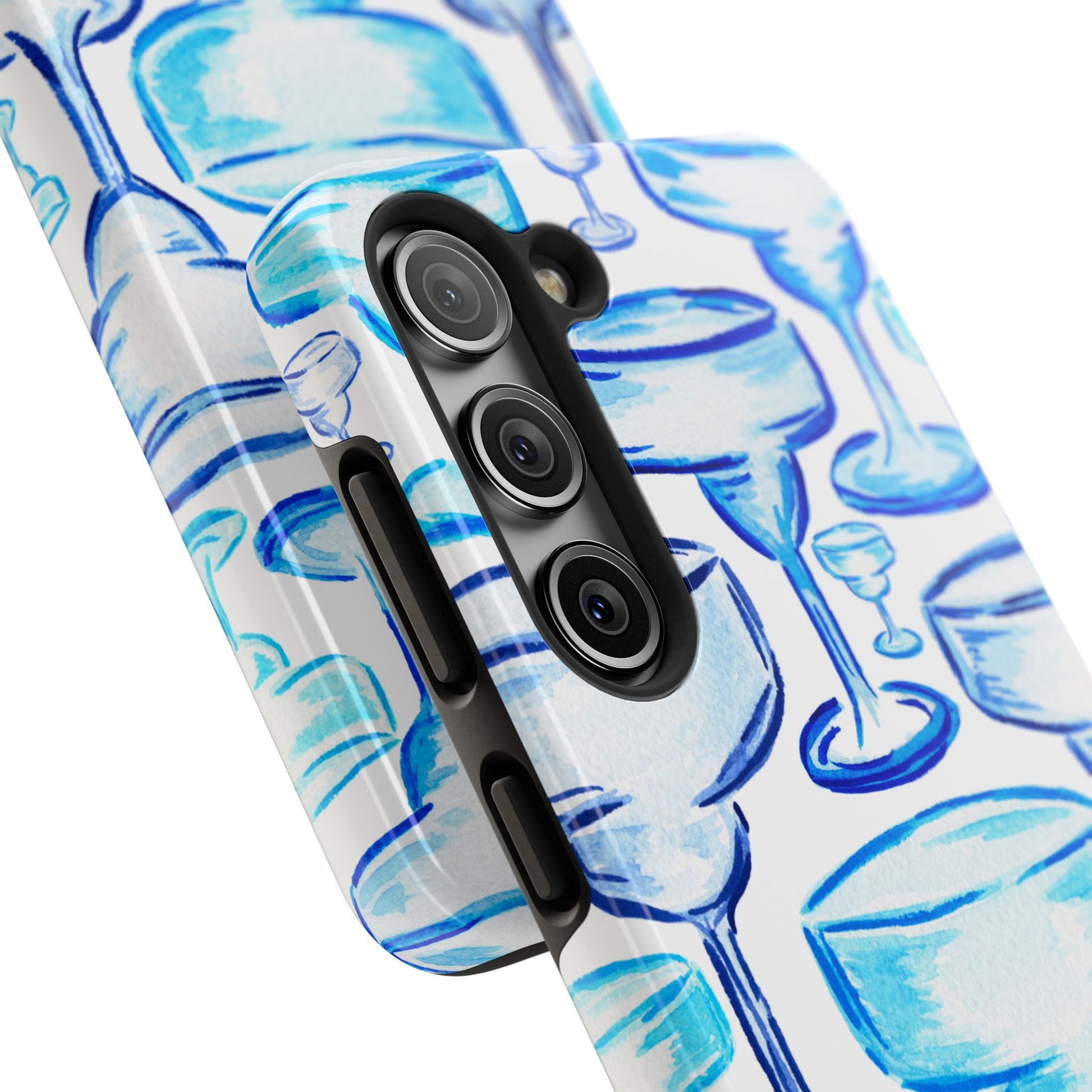 Coastal Shades of Blue Watercolor Margaritas Tough Phone Case | Various Models Available