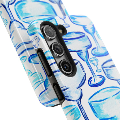 Coastal Shades of Blue Watercolor Margaritas Tough Phone Case | Various Models Available