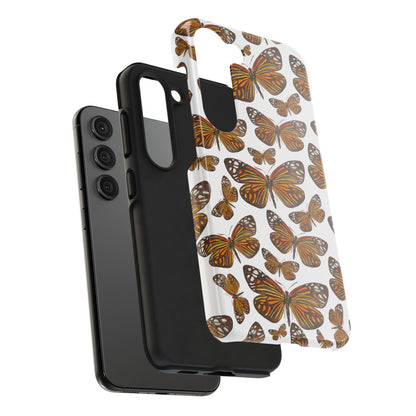 Black & Orange Butterfly Watercolor Illustrated Tossed Pattern Tough Phone Case | Various Models