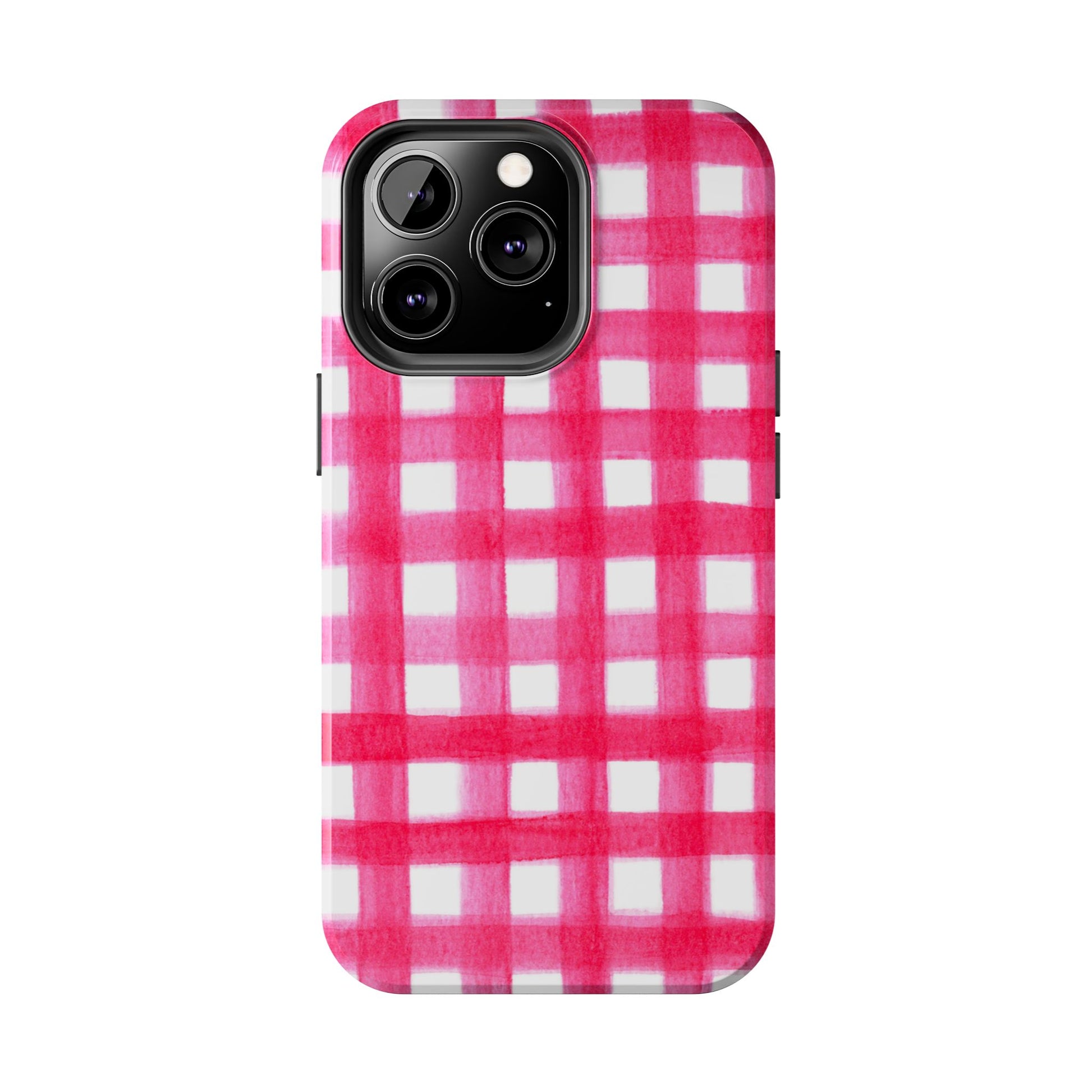 Hot Pink Gingham Watercolor Preppy Tough Phone Case | Various models