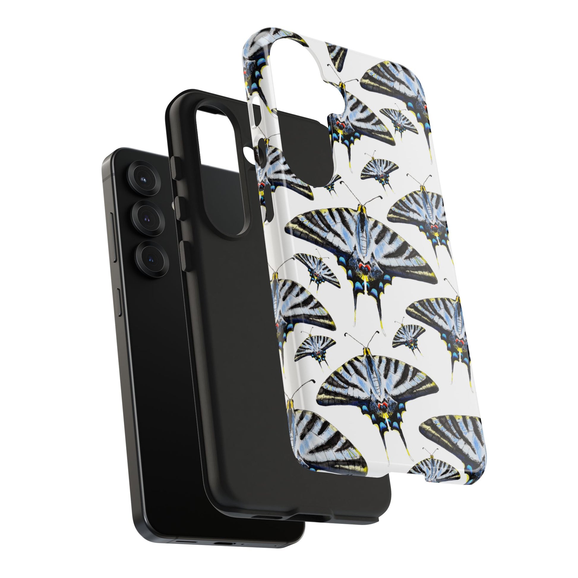 Light Blue Swallowtail Butterflies Watercolor Illustrated Pale Blue Tough Phone Case | Various Models