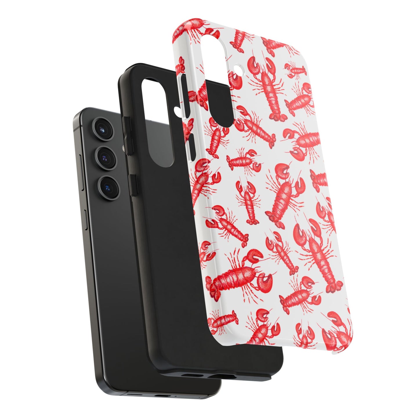Watercolor Red Lobster Coastal Illustrated Patterned Tough Phone Case | Various Models