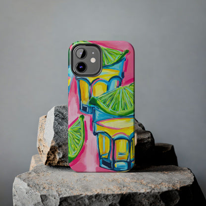 Pink Tequila Shot & Limes Acrylic Tough Phone Case | Various Models Available