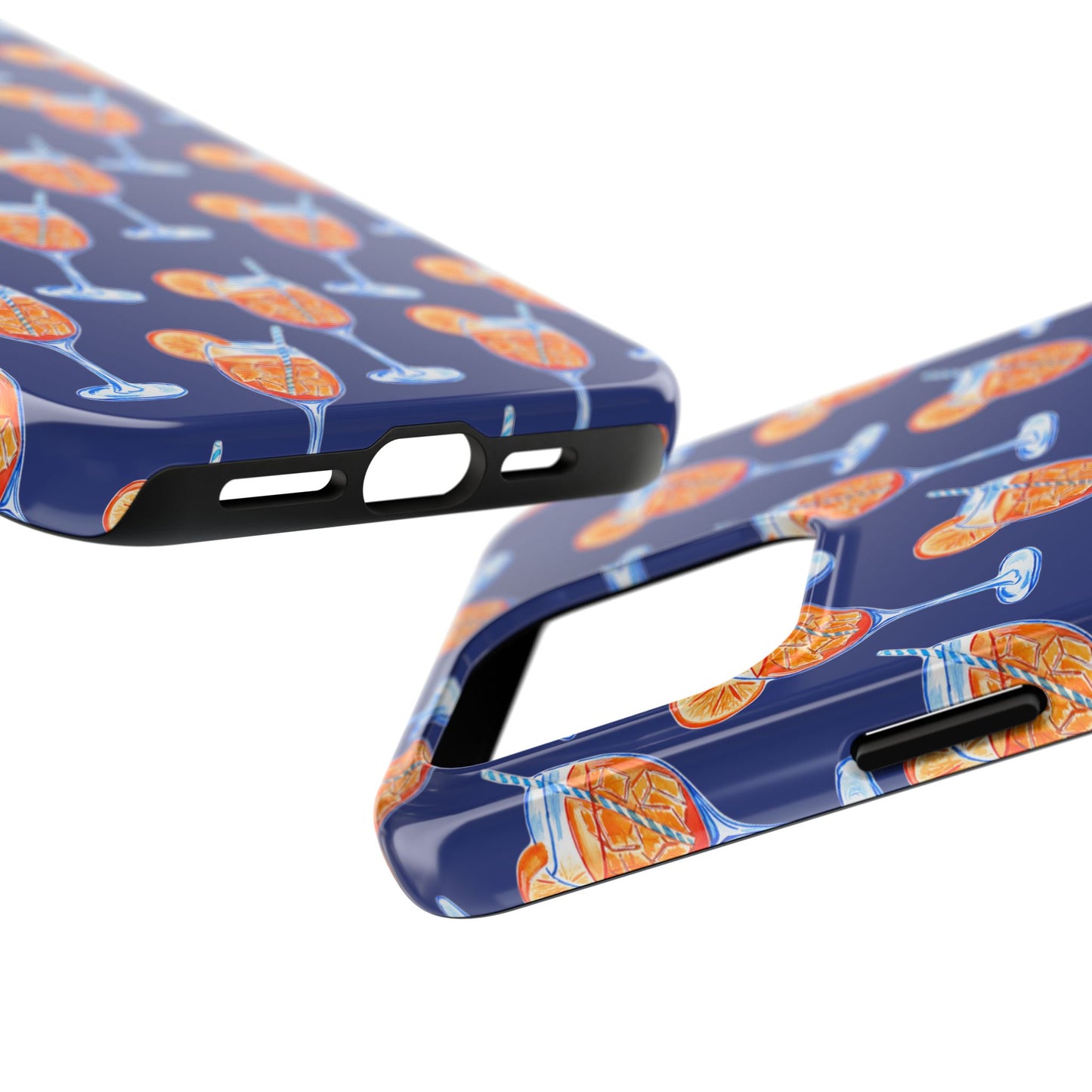 Orange & Blue Aperol Spritz Watercolor Pattern Navy Tough Case | Various Models