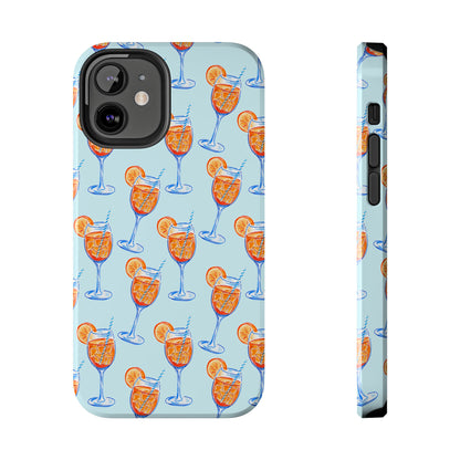 Orange & Blue Aperol Spritz Watercolor Pattern Turquoise Phone Case | Various Models iPhone 12 Mini