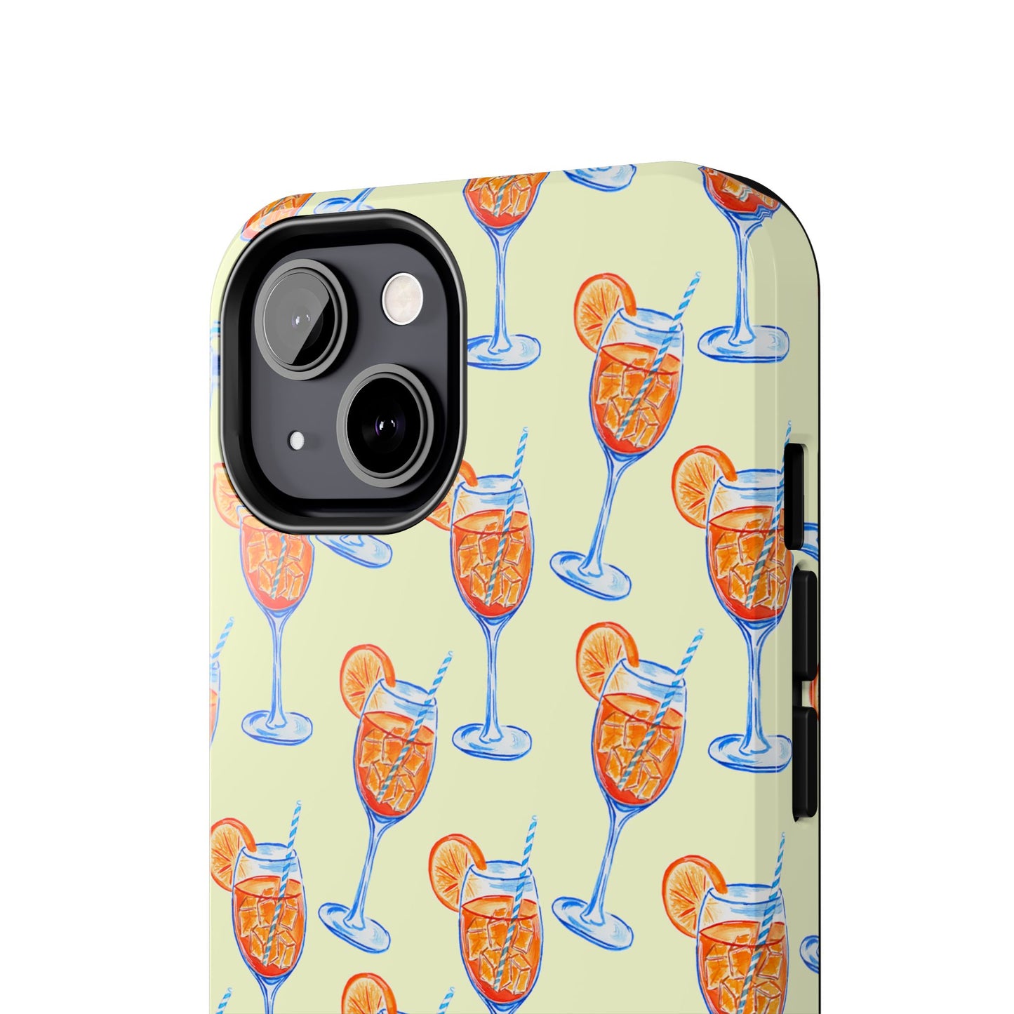 Lemon Yellow Orange & Blue Aperol Spritz Watercolor Patterned Tough Phone Case | Various Models