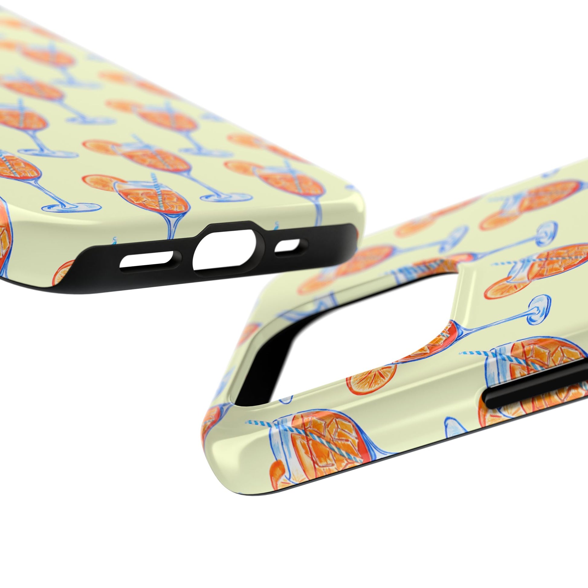 Lemon Yellow Orange & Blue Aperol Spritz Watercolor Patterned Tough Phone Case | Various Models