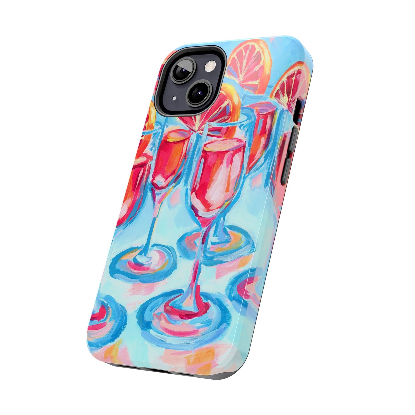 Pink Blood Orange Mimosas Blue Champagne Flute Acrylic Tough Phone Case | Various Models Available