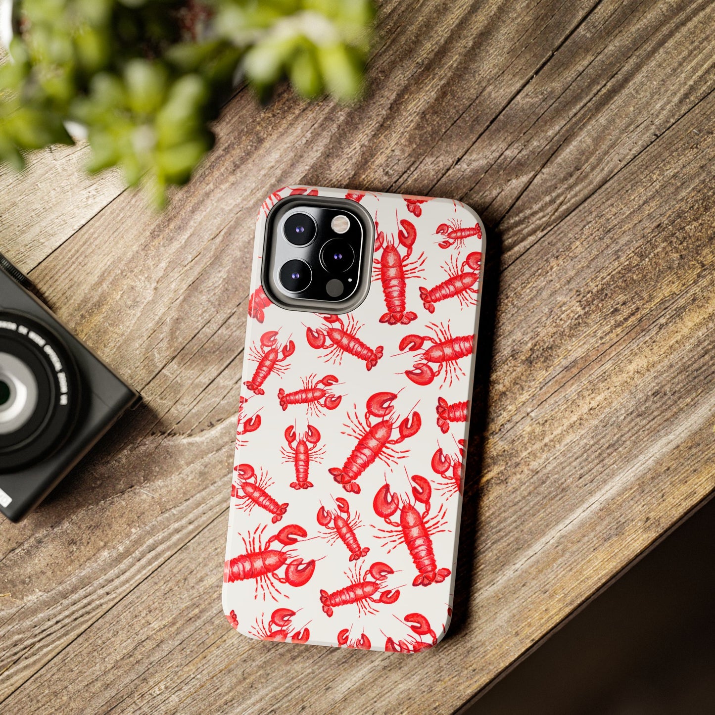 Watercolor Red Lobster Coastal Illustrated Patterned Tough Phone Case | Various Models