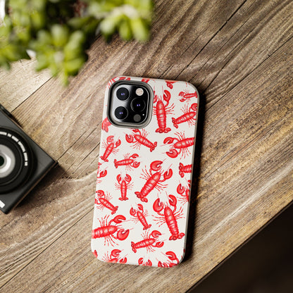 Watercolor Red Lobster Coastal Illustrated Patterned Tough Phone Case | Various Models