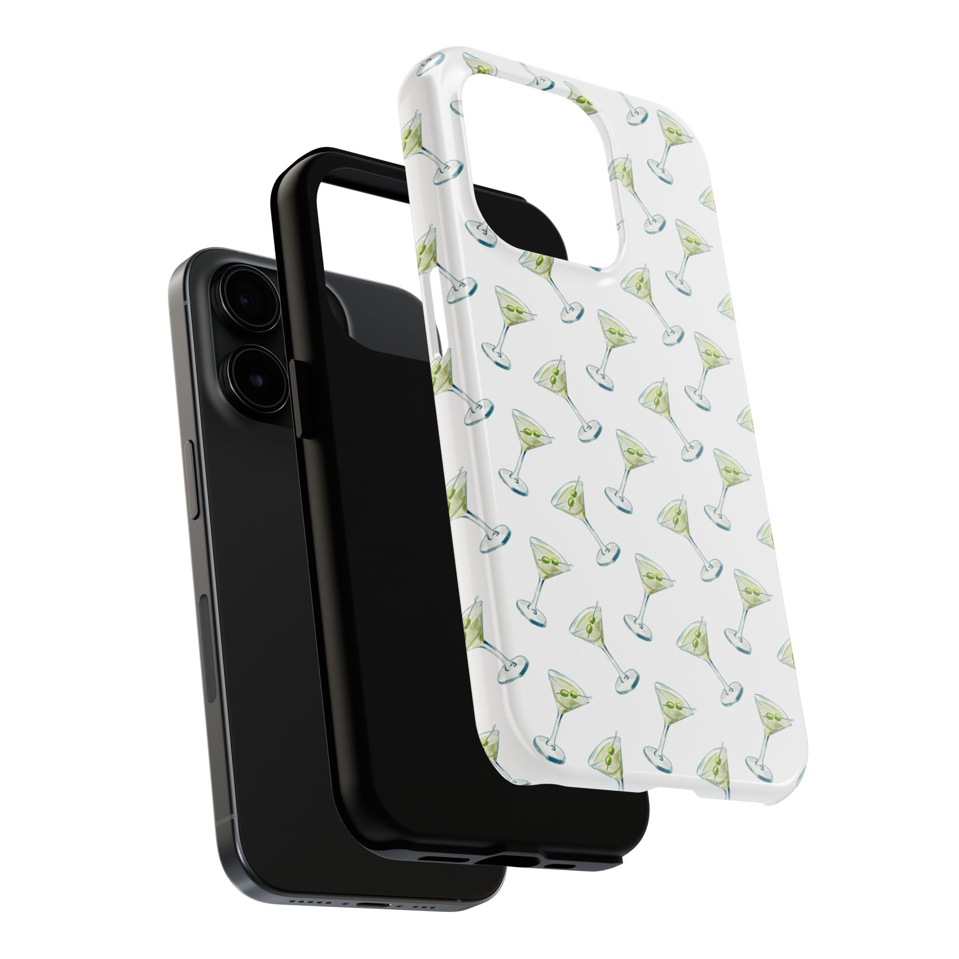 Martini Watercolor Illustrated Tossed Pattern Tough Phone Case | Various Models Available