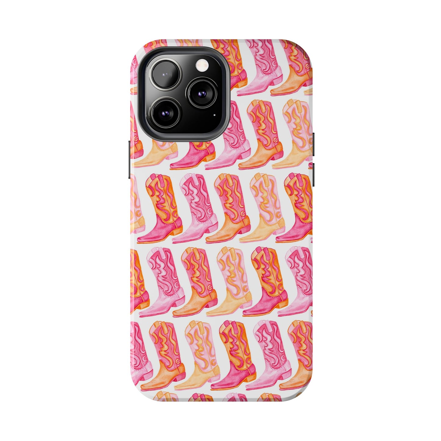 Rows of Hot Pink & Orange Cowboy Boots Tough Phone Cases | Various Models Available