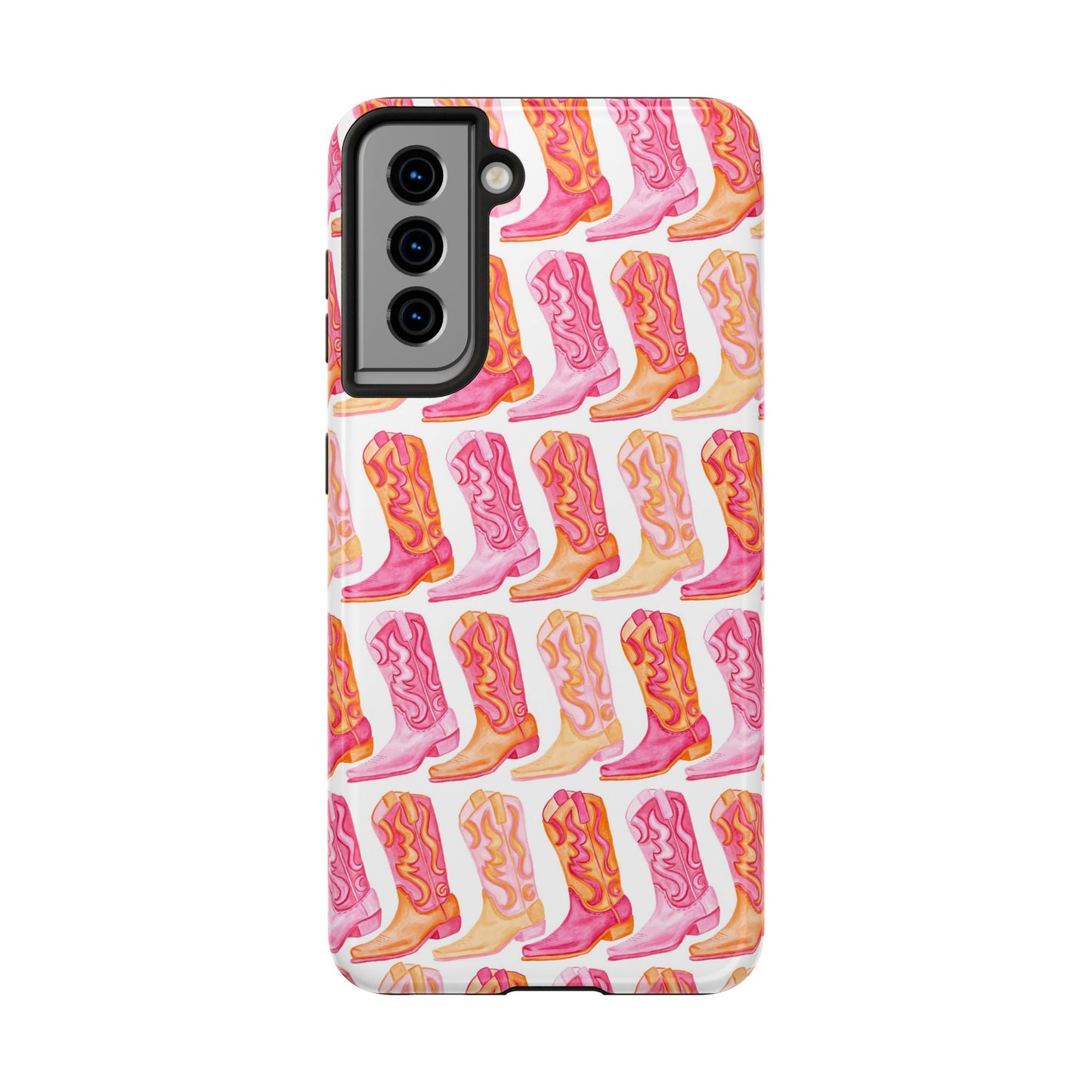 Rows of Hot Pink & Orange Cowboy Boots Tough Phone Cases | Various Models Available