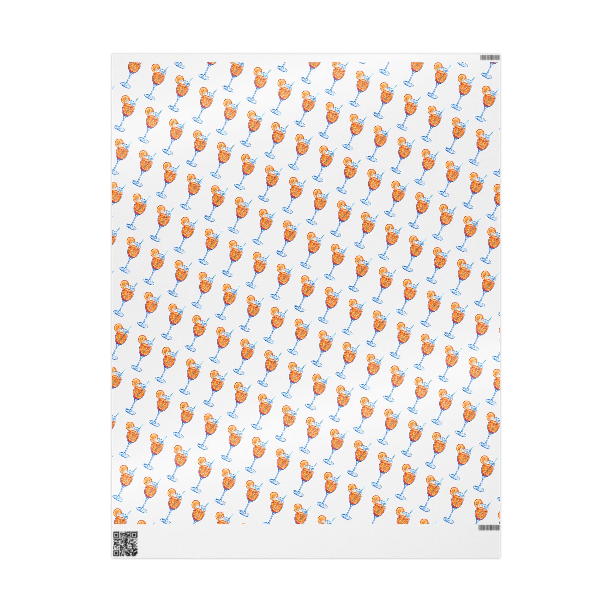 Aperol Spritz Gift Wrap Watercolor Illustrated | Matte or Glossy 30" x 36" Glossy