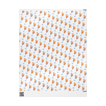Aperol Spritz Gift Wrap Watercolor Illustrated | Matte or Glossy 30" x 36" Glossy