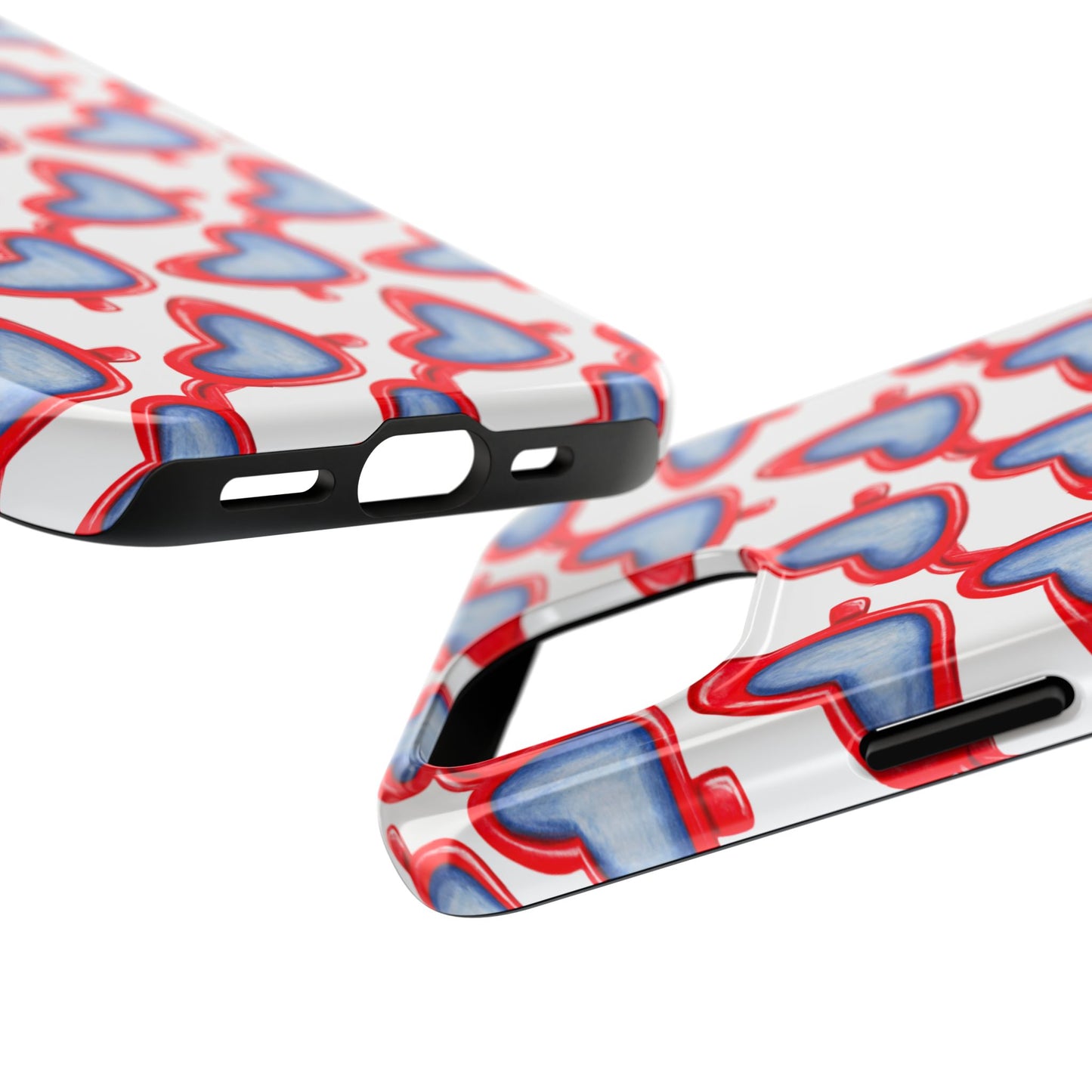 Red Heart Shaped Sunglasses Watercolor Illustrated Tough Phone Case | Various Models