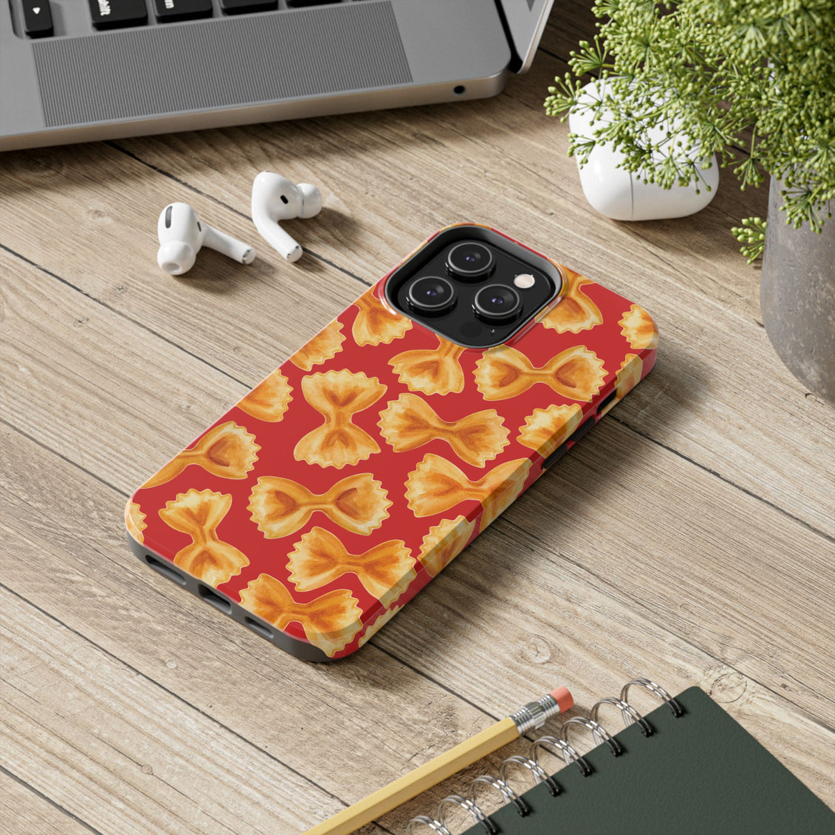 Copy of Tossed Farfalle Pasta Watercolor Illustrated Tough Phone Case | Various Models