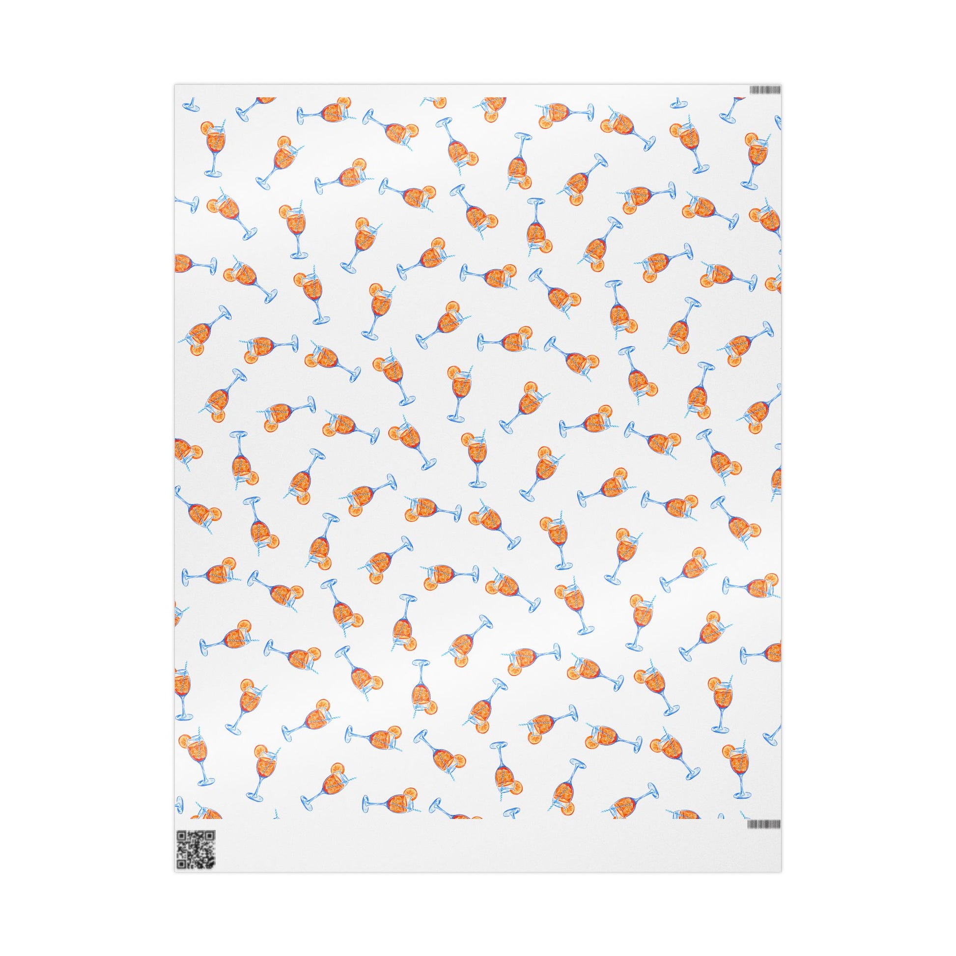 Aperol Spritz Gift Wrap Tossed Pattern | Matte or Glossy 30" x 36" Glossy