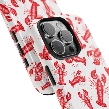 Watercolor Red Lobster Coastal Illustrated Patterned Tough Phone Case | Various Models