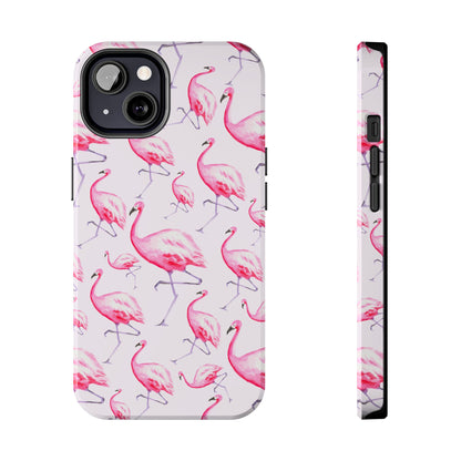Pink Flamingos Watercolor Illustrated Tossed Pattern Blush Phone Case | Various Models iPhone 13