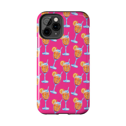 Orange & Blue Aperol Spritz Watercolor Pattern Hot Pink Phone Case | Various Models
